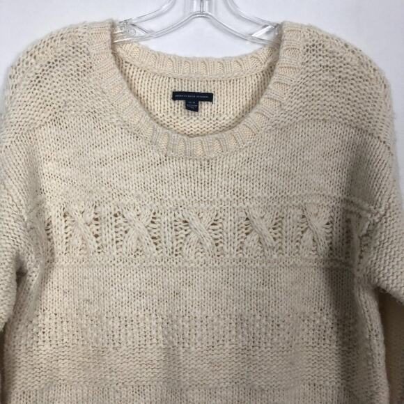 American Eagle Fisherman Wool Blend Old Money Academia Chunky Sweater Sz Medium - Picture 3 of 11